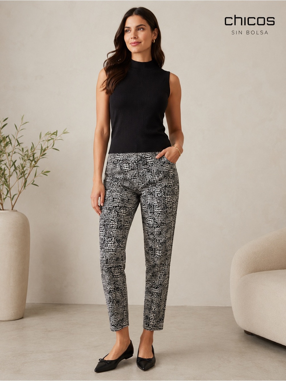 Chico's Black and White Traveler Collection Pants